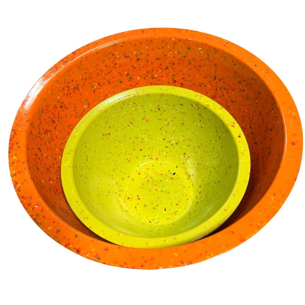 Zak Designs Confetti Melamine Mixing Bowl Set Retro MCM Speckled Orange Yellow 2 - Picture 5 of 7